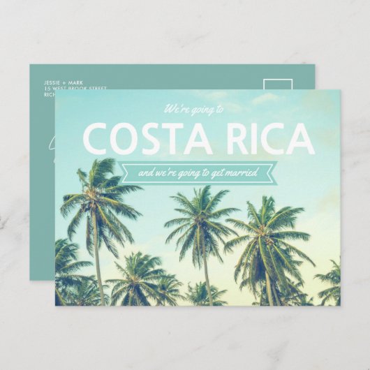 Costa Rica Beach Weddenschap redt de data Aankondigingskaart (Voorkant / Achterkant)