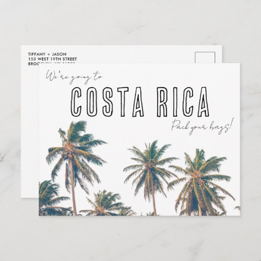 Costa Rica Bestemming Strand Bruiloft Save the Dat Briefkaart (Voorkant / Achterkant)