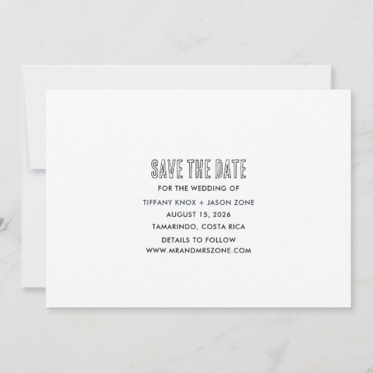 Costa Rica Bestemming Strand Bruiloft Save the Dat Save The Date (Achterkant)