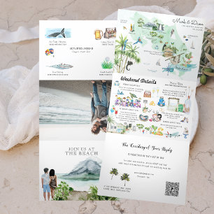 Costa Rica Bestemming Trouwdag Itinerary Drieluik Uitnodiging