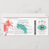 Costa Rica Boarding Pass bruiloft Kaart (Voorkant)