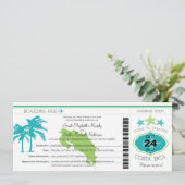 Costa Rica Boarding Pass Wedding Kaart (Staand voorkant)