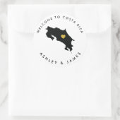 Costa Rica Bruiloft Welkom Sticker Label, Goud Zwa (Tas)