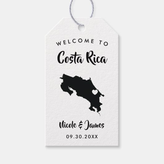 Costa Rica bruiloft welkomsttas Labels, eilandkaar Cadeaulabel (Voorkant)