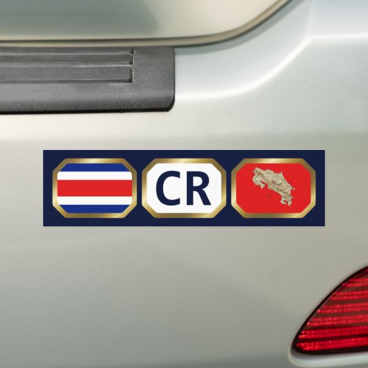 Costa Rica Bumpersticker vlaggenplattegrond (Op auto)