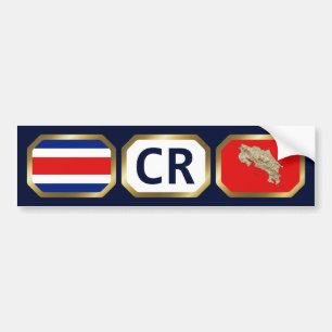 Costa Rica Bumpersticker vlaggenplattegrond