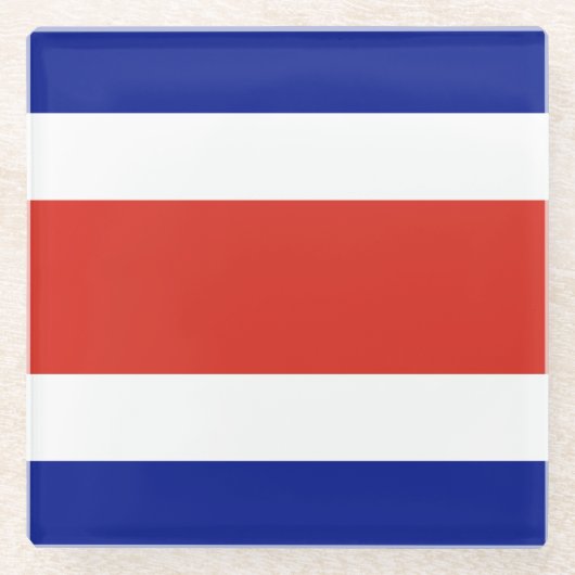 Costa Rica Burgervlag Glazen Onderzetter (Voorkant)