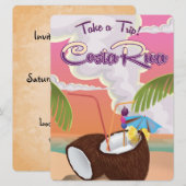 Costa Rica Cartoon reisposter. Kaart (Voorkant / Achterkant)