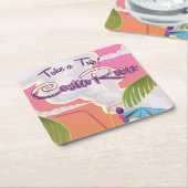 Costa Rica Cartoon reisposter. Kartonnen Onderzetters (Schuin)