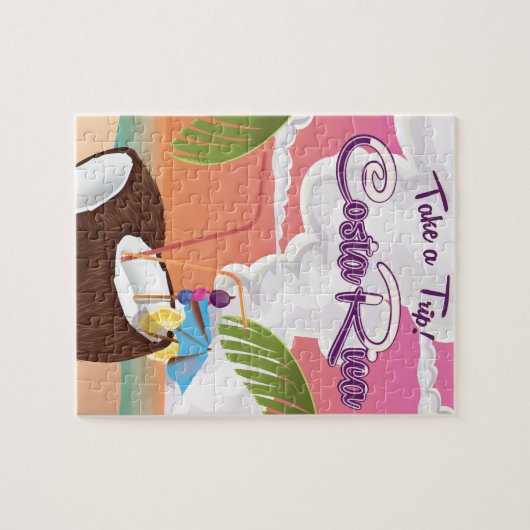 Costa Rica Cartoon reisposter. Legpuzzel (Horizontaal)