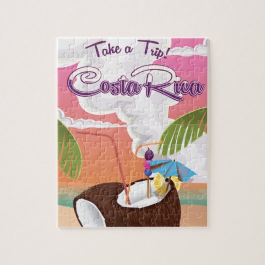 Costa Rica Cartoon reisposter. Legpuzzel (Verticaal)