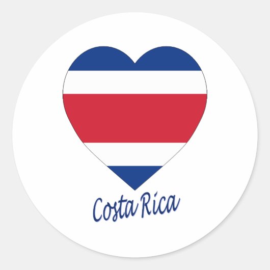 Costa Rica (civiel) Vlag Heart Ronde Sticker (Voorkant)