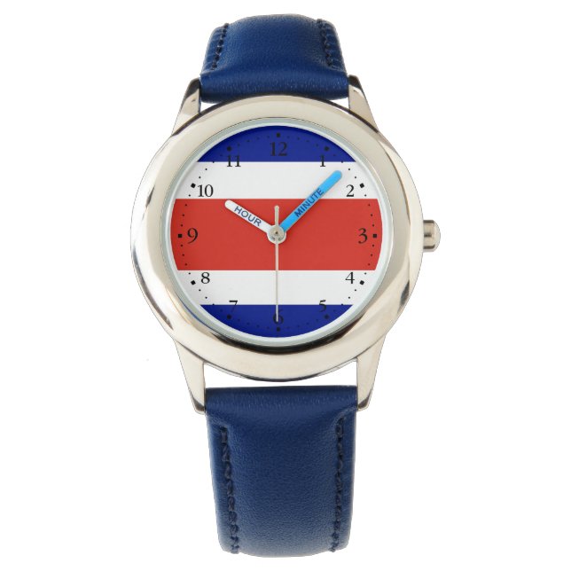 Costa Rica Civiele vlag Horloge (Voorkant)