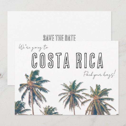 Costa Rica Destination Beach Wedding Save The Date (Voorkant / Achterkant)