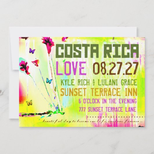 COSTA RICA Destination Invitation Kaart (Voorkant)