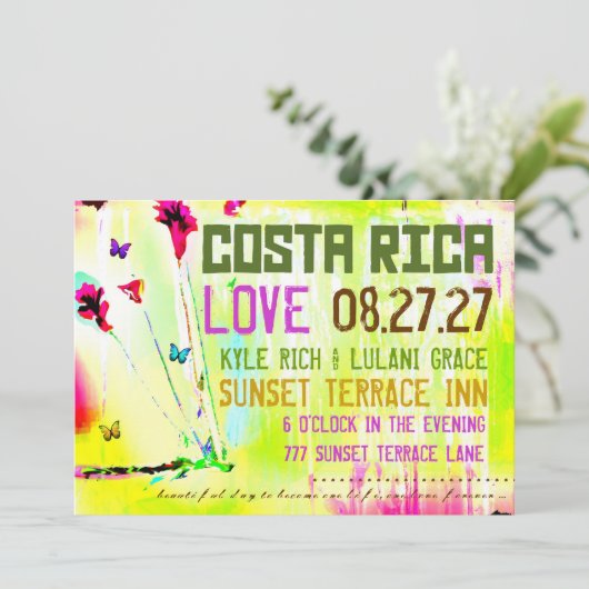 COSTA RICA Destination Invitation Kaart (Staand voorkant)