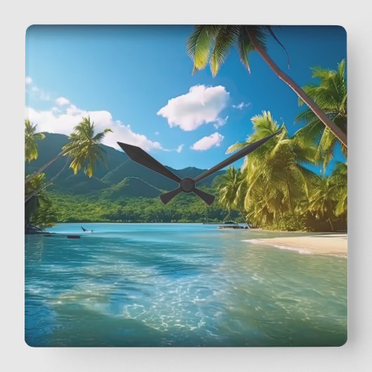 Costa Rica Eiland Paradijs Vierkante Klok (Voorkant)