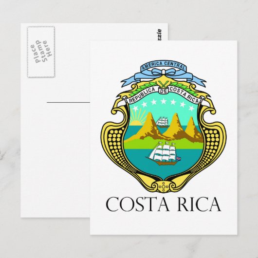 COSTA RICA - embleem/vlag/wapen/symbool Briefkaart (Voorkant / Achterkant)