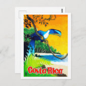 Costa Rica, exotische papegaai op het strand, Briefkaart (Voorkant / Achterkant)