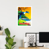 Costa Rica, exotische papegaai op het strand,  Poster (Thuiskantoor)