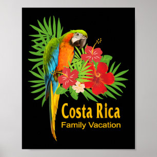 Costa Rica Familie Vakantie Papegaai Bloemen Tropi Poster