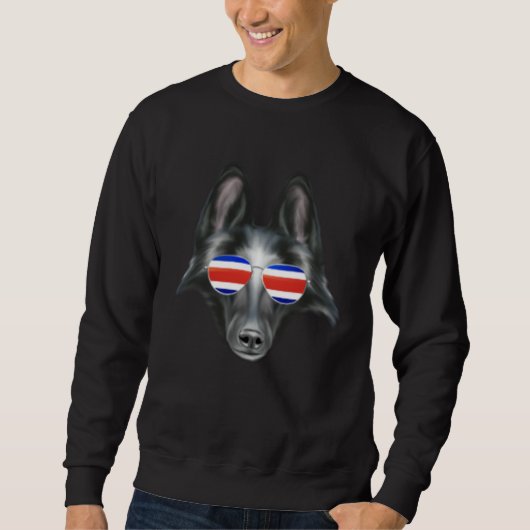 Costa Rica Flag Belgian Sheepdog Dog Tico Pocket Trui (Voorkant)