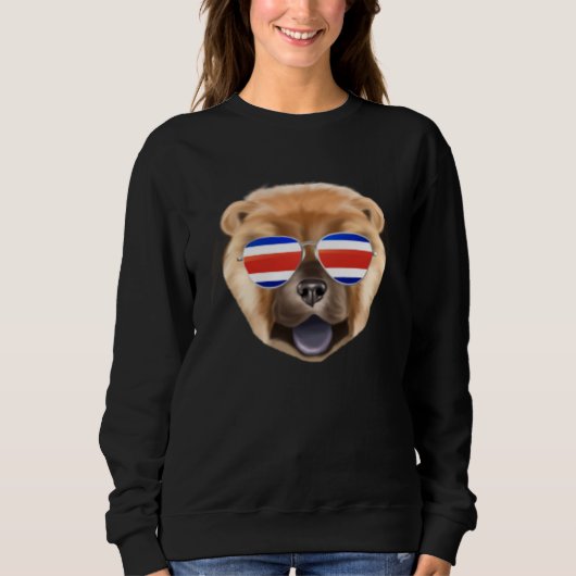 Costa Rica Flag Chow Chow Dog Tico Pocket Trui (Voorkant)