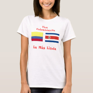 costa_rica_flag, colombian_flag, Tica, Colombia.. T-shirt