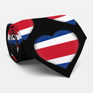 Costa Rica Flag Colors Heart Pattern Stropdas