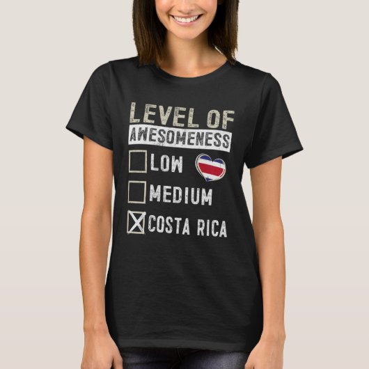 Costa Rica Flag Costa Ricans Level Of Awesomeness T-shirt (Voorkant)
