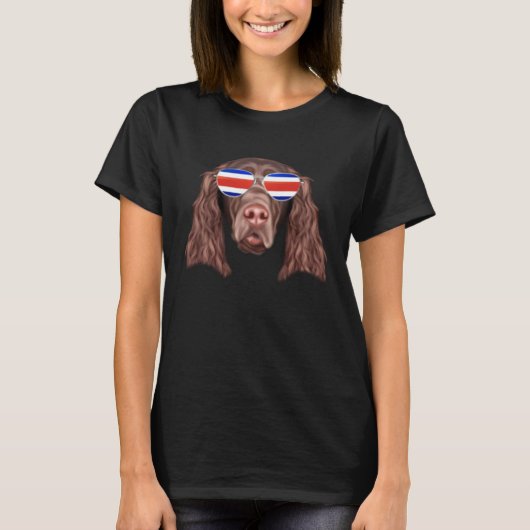Costa Rica Flag Field Spaniel Dog Tico Pocket T-shirt (Voorkant)