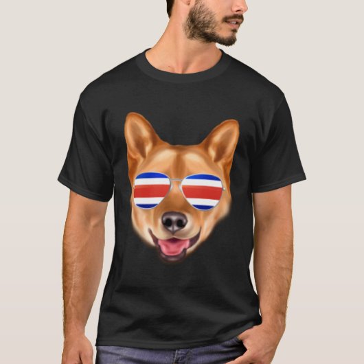 Costa Rica Flag Finnish Spitz Dog Tico Pocket T-shirt (Voorkant)