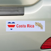 Costa Rica Flag Heart + Map Bumpersticker (Op auto)