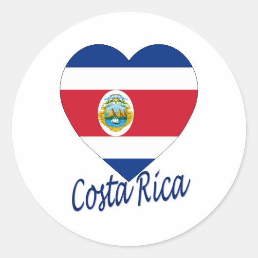 Costa Rica Flag Heart Ronde Sticker (Voorkant)