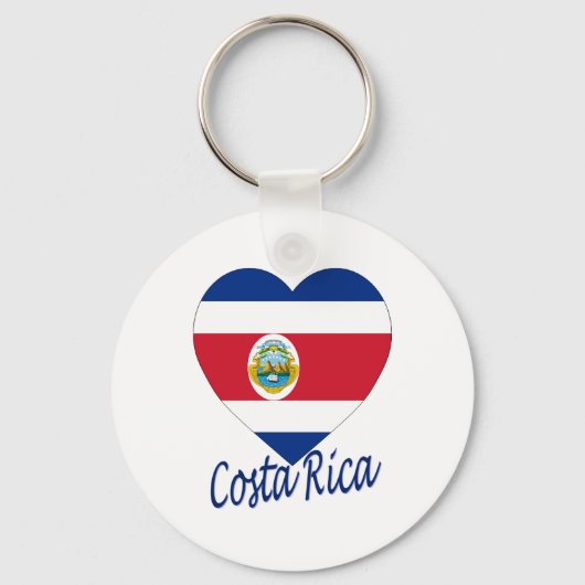 Costa Rica Flag Heart Sleutelhanger (Voorkant)