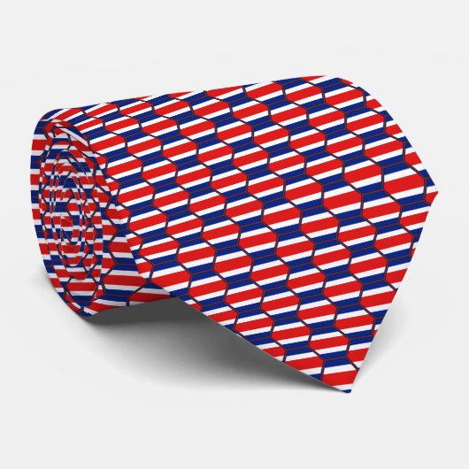 Costa Rica Flag Honeycomb Stropdas (Opgerold)