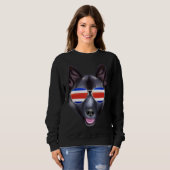 Costa Rica Flag Norwegian Elkhound Dog Tico Pocket Trui (Voorkant volledig)