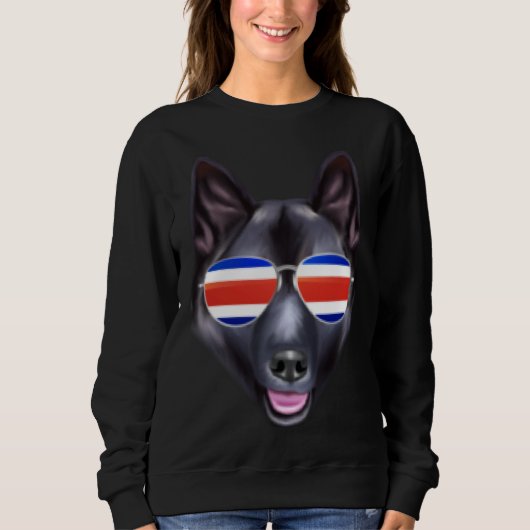 Costa Rica Flag Norwegian Elkhound Dog Tico Pocket Trui (Voorkant)