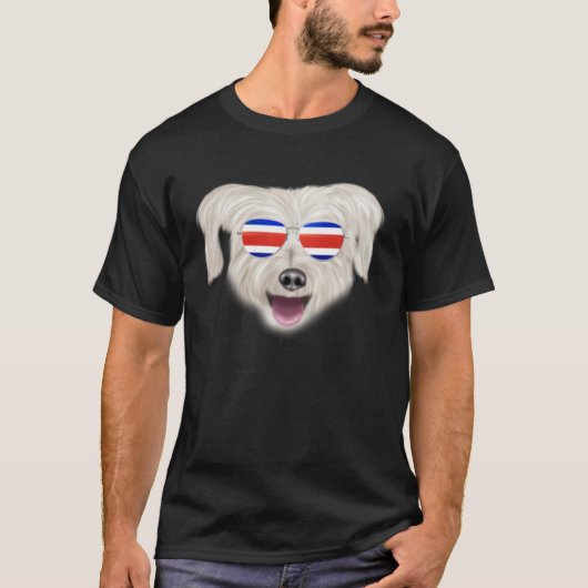 Costa Rica Flag Pyrenean Shepherd Dog Tico Pocket T-shirt (Voorkant)