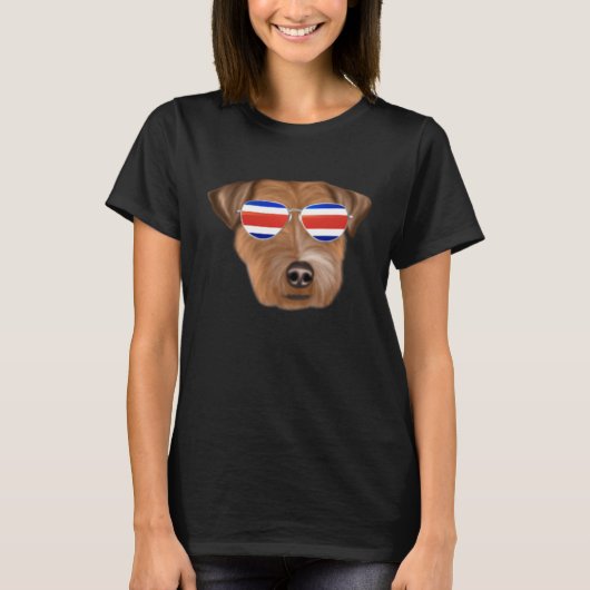 Costa Rica Flag Russell Terrier Dog Tico Pocket T-shirt (Voorkant)