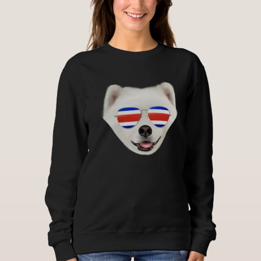 Costa Rica Flag Samoyed Dog Tico Pocket Trui (Voorkant)