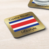 Costa Rica Flag+Text Onderzetter (Linkerzijde)