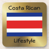 Costa Rica Flag+Text Onderzetter (Voorkant)
