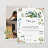 Costa Rica | Geïllustreerde bruiloft dank u Bedankkaart (Voorkant / Achterkant)