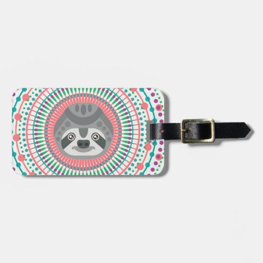 Costa Rica Green Sloth Mandala Bagagelabel (Voorkant horizontaal)
