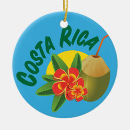 Costa Rica heldere kleuren met hibiscus en kokosno Keramisch Ornament