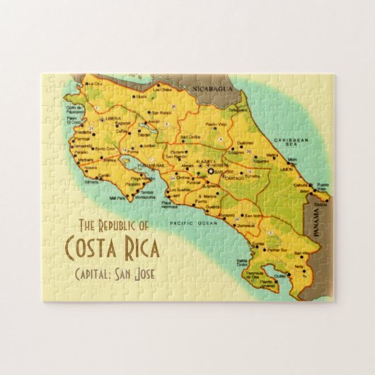 Costa Rica Kaart 11x14 Puzzel (Horizontaal)