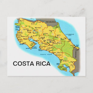 COSTA RICA Kaart Ansichtkaart