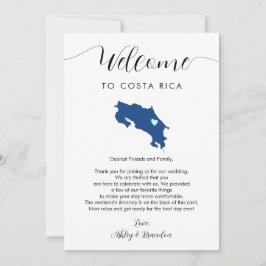Costa Rica Kaart Bruiloft Welkomstbrief Route