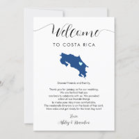 Costa Rica Kaart Bruiloft Welkomstbrief Route
